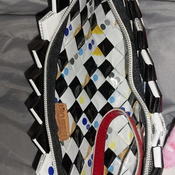 Nahui Ollin Woven Clutch Purse w/Red Wristlet Made of recycle Paper 10"x4 .5" x1 - Picture 5 of 12